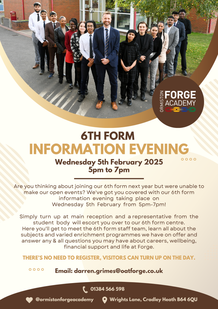 Ormiston Forge Academy Sixth form information evening, 5th February 2025.