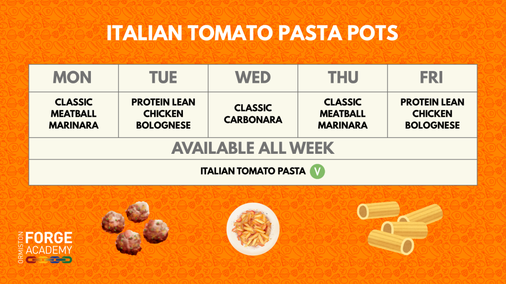 OFA - school menu pasta pots